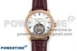 PP Tourbillon RG Texuted Bezel RMSF Edition White Dial on Brown Leather Strap