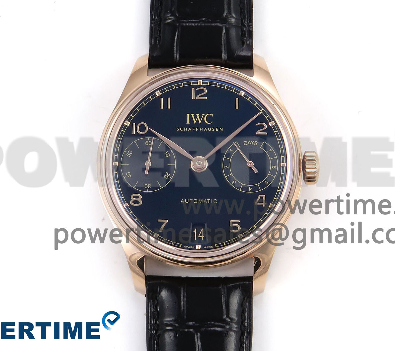 Portugieser Automatic 42mm RG APSF 1:1 Best Edition Black Dial on Black Leather Strap A52010