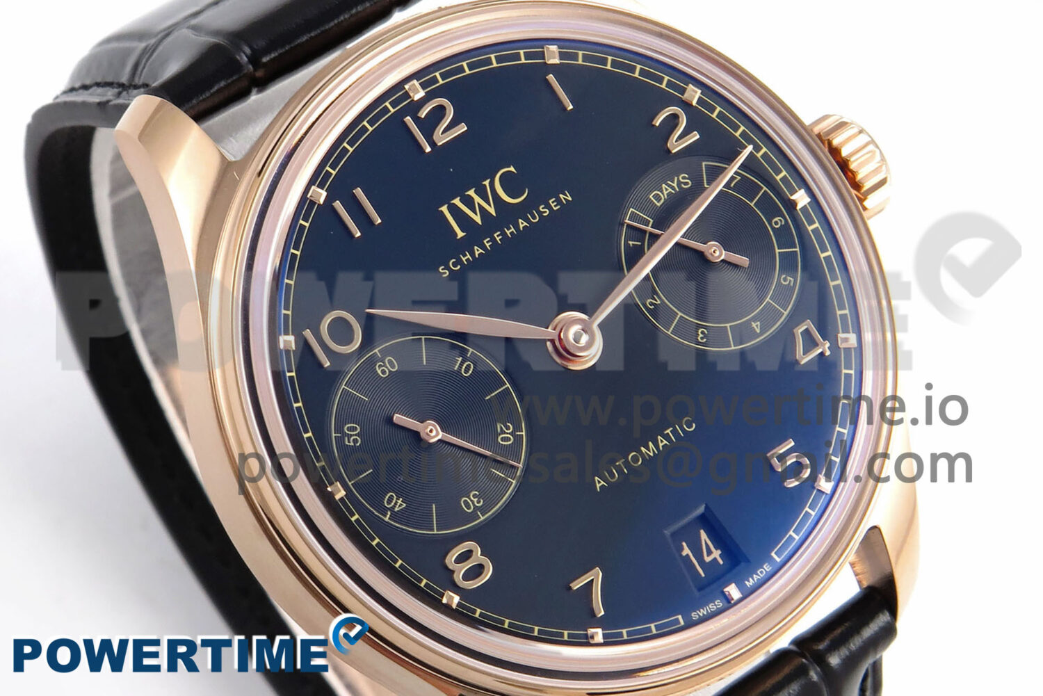 Portugieser Automatic 42mm RG APSF 1:1 Best Edition Black Dial on Black Leather Strap A52010 - Image 2