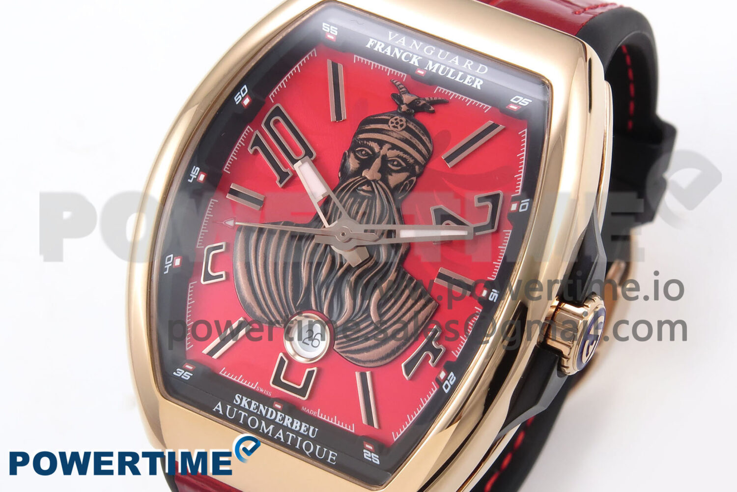 Vanguard Skenderbeu RG ABF Best Edition Red Dial on Red Leather Strap A2824 - Image 3