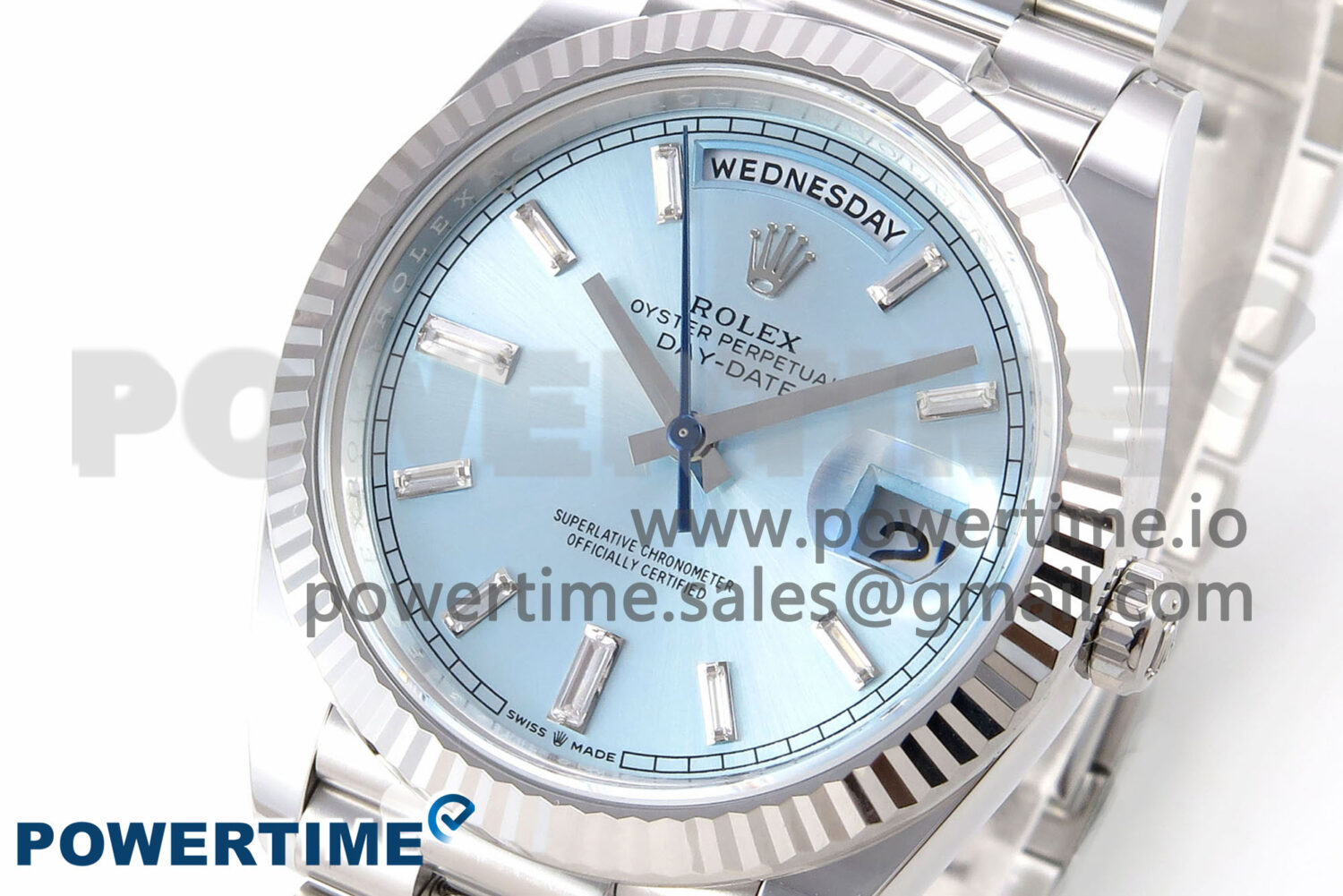 Day Date 40 SS 228236 THBF 1:1 Best Edition Ice-Blue Crystal Dial on President Bracelet VR3255 (Gain Weight) - Image 3