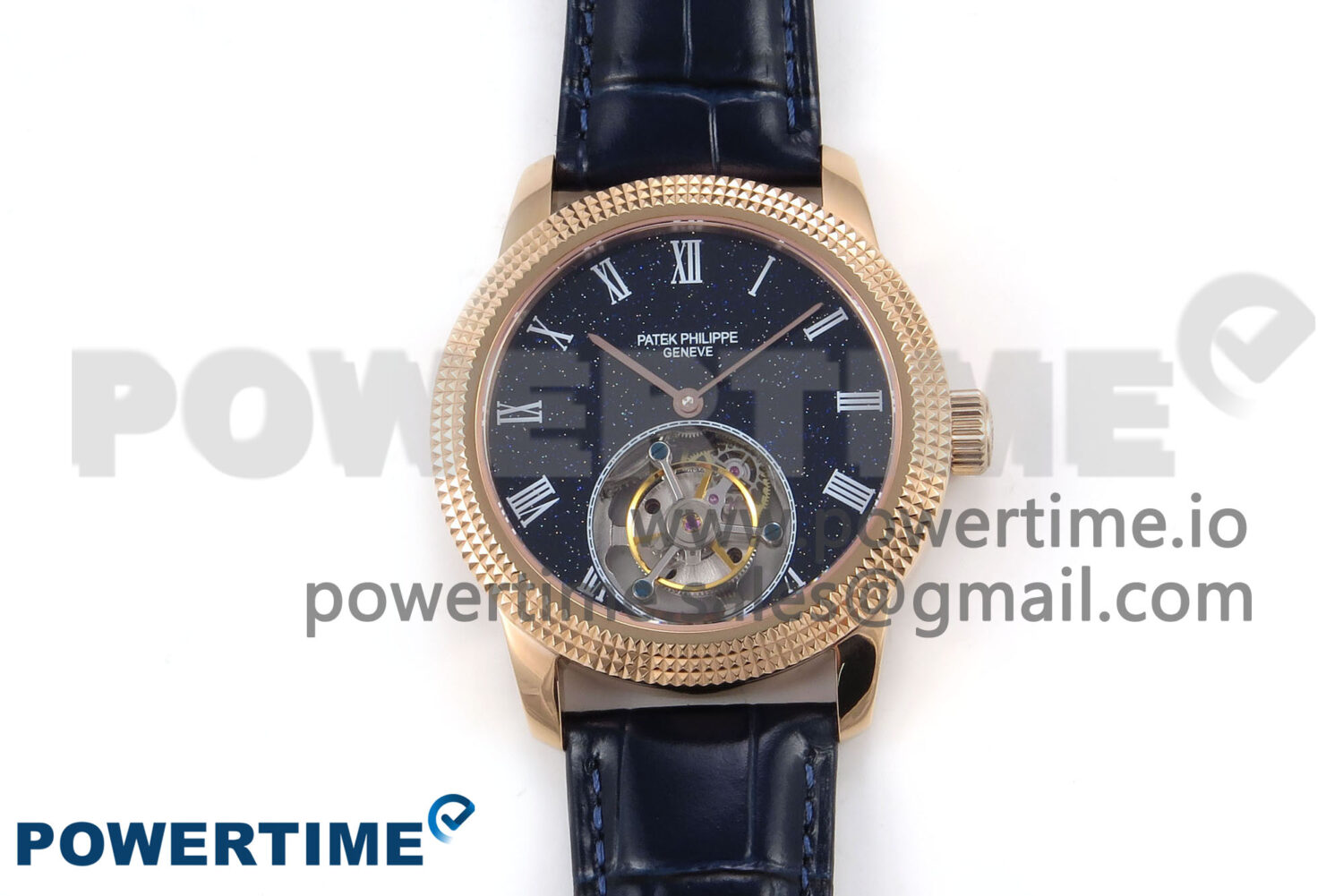 PP Tourbillon RG Texuted Bezel RMSF Edition Black Starry Dial on Blue Leather Strap - Image 1