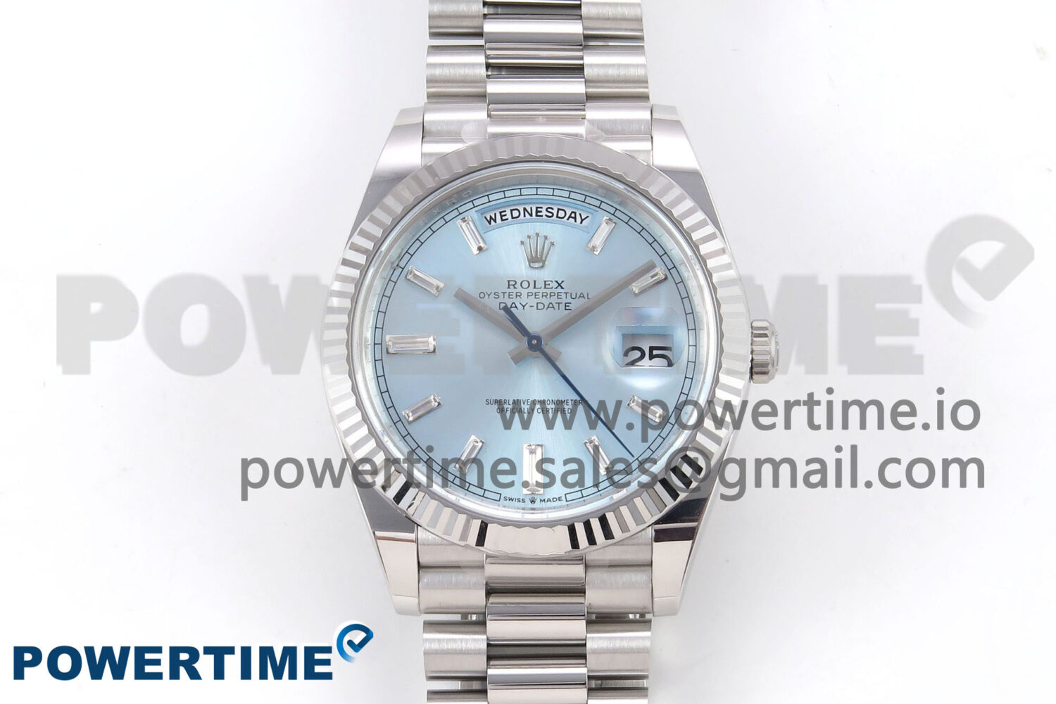 Day Date 40 SS 228236 THBF 1:1 Best Edition Ice-Blue Crystal Dial on President Bracelet VR3255 (Gain Weight) - Image 1