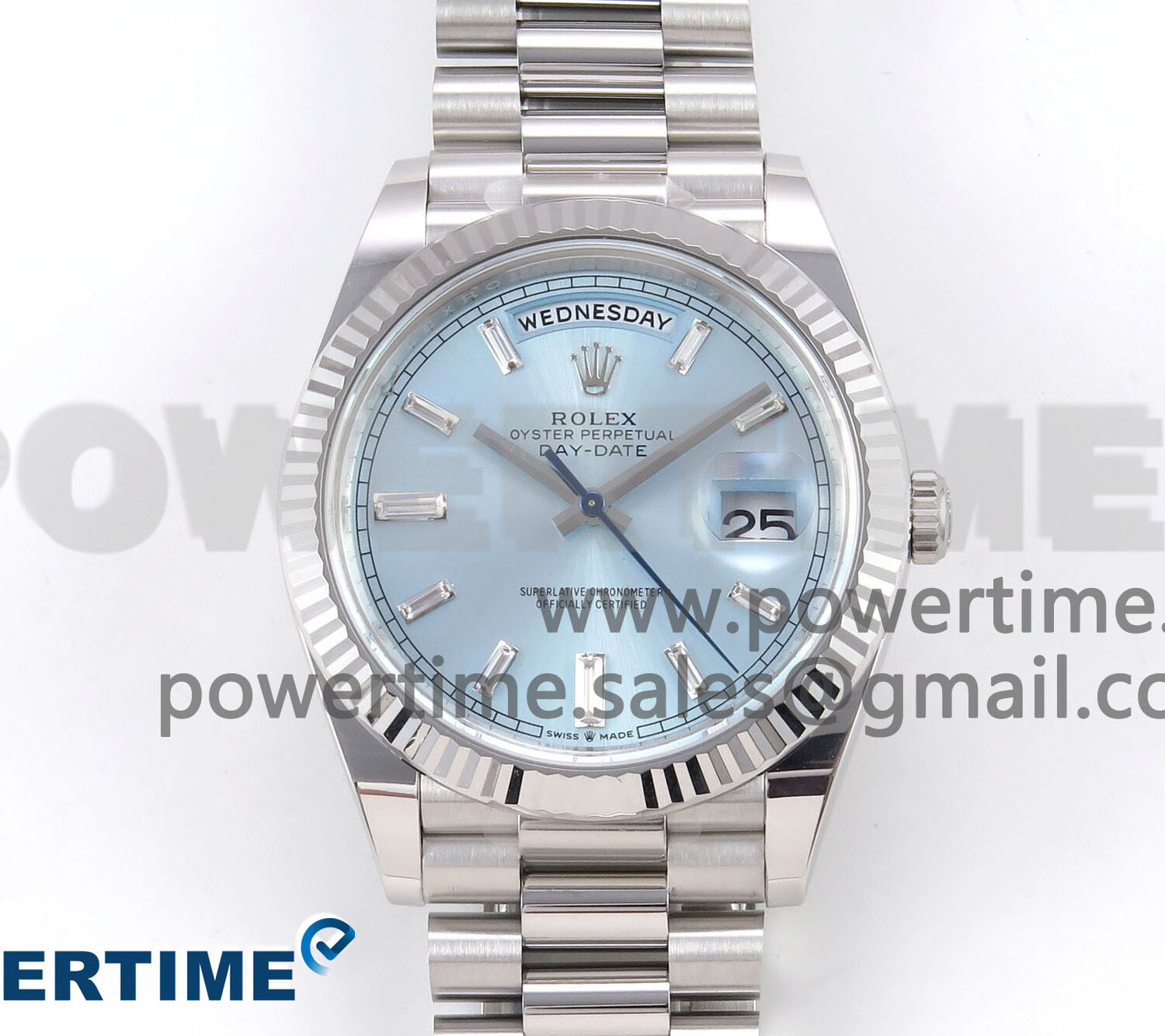 Day Date 40 SS 228236 THBF 1:1 Best Edition Ice-Blue Crystal Dial on President Bracelet VR3255 (Gain Weight)