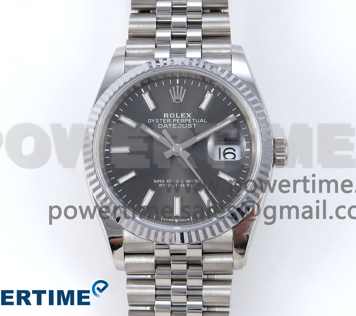 DateJust 36 126234 QF 1:1 Best Edition 904L Steel Gray Stick Dial on SS Jubilee Bracelet VR3235
