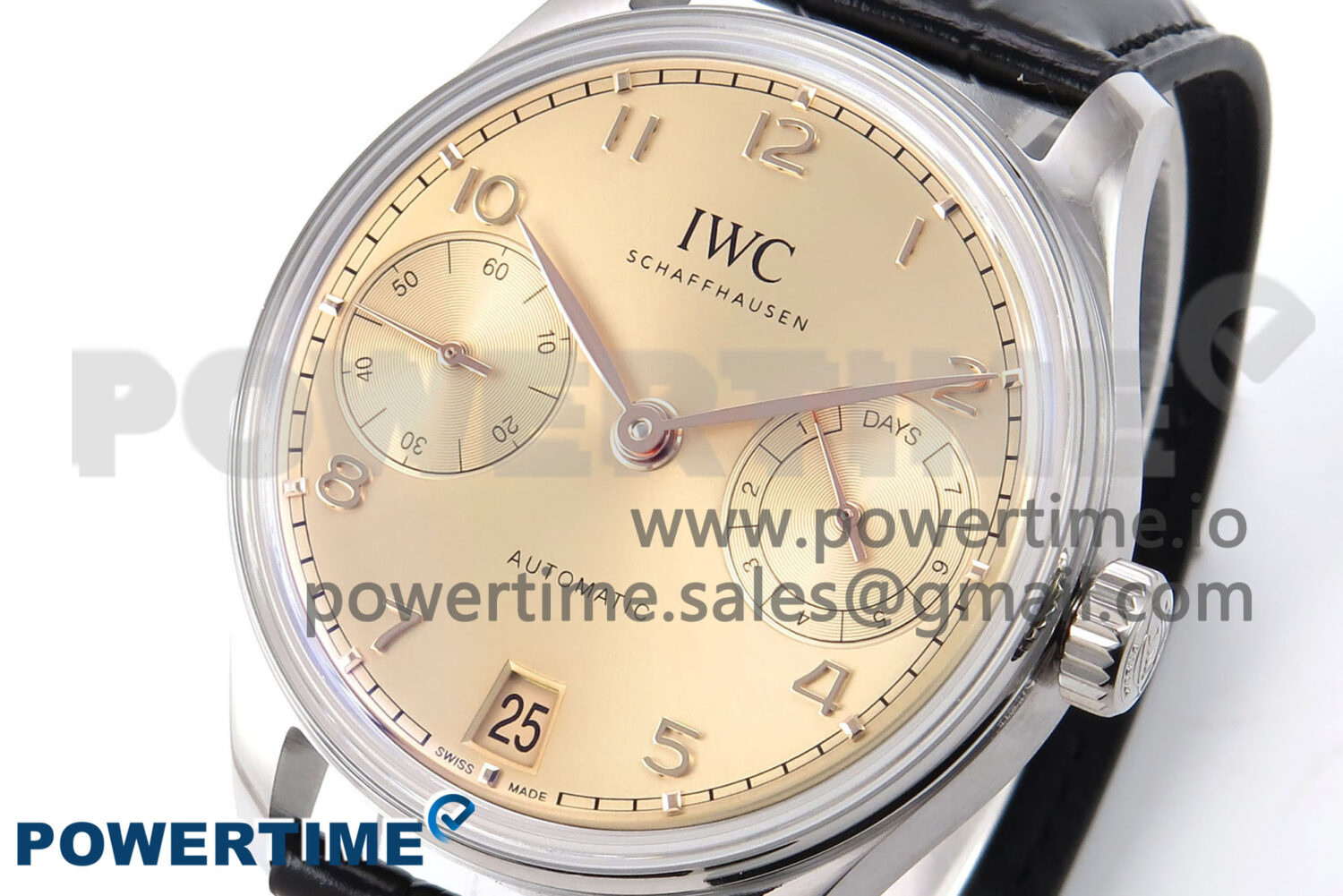 Portugieser Automatic SS IW501705 APSF 1:1 Best Edition RG Dial on Black Leather Strap A52011 - Image 3