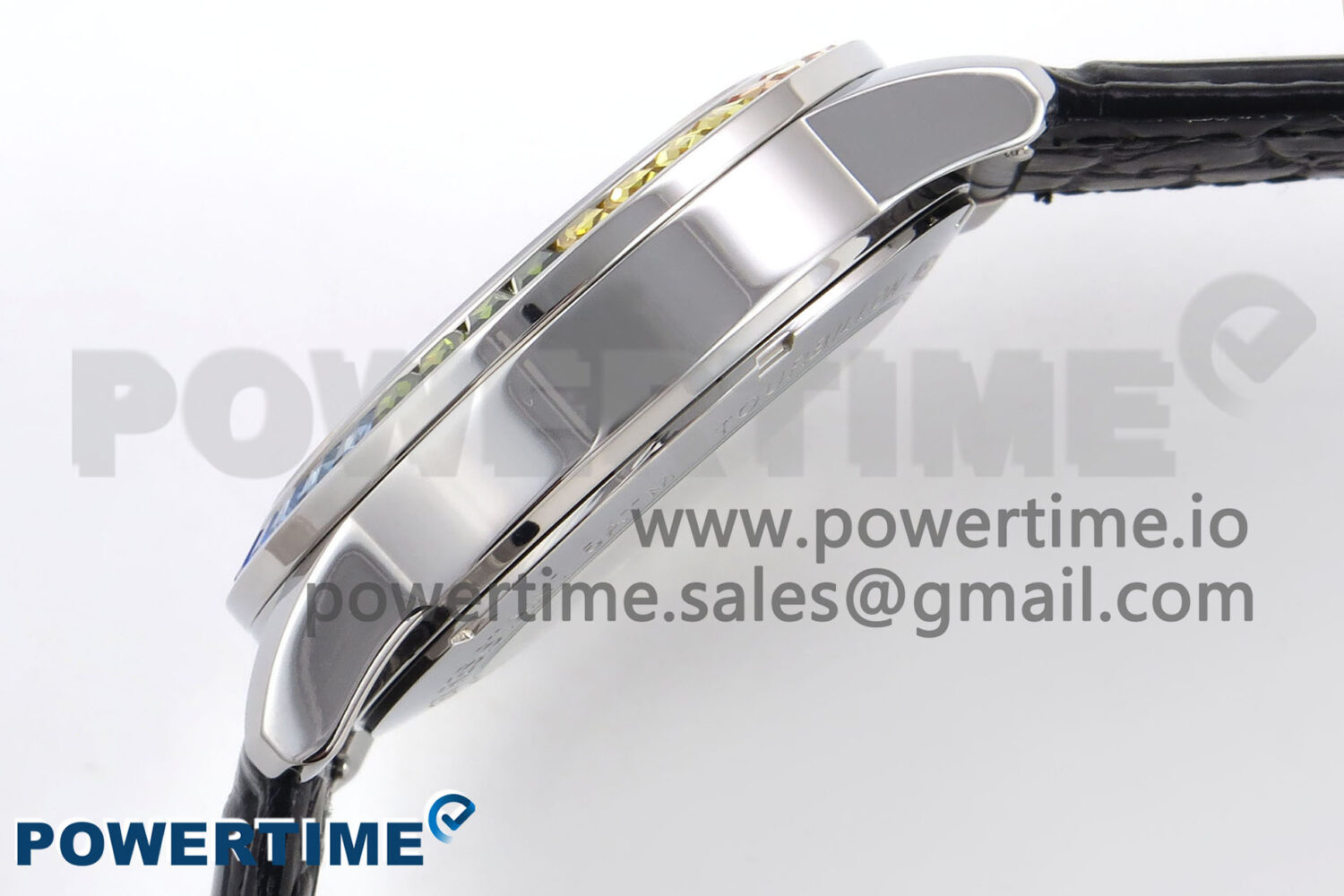 PP Tourbillon SS Rainbow Bezel RMSF Edition White Dial on Black Leather Strap - Image 7