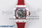 RM055 White Ceramic T+F 1:1 Best Edition Red Skeleton Dial on Red Rubber Strap RMUL2 Super Clone