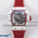 RM055 White Ceramic T+F 1:1 Best Edition Red Skeleton Dial on Red Rubber Strap RMUL2 Super Clone