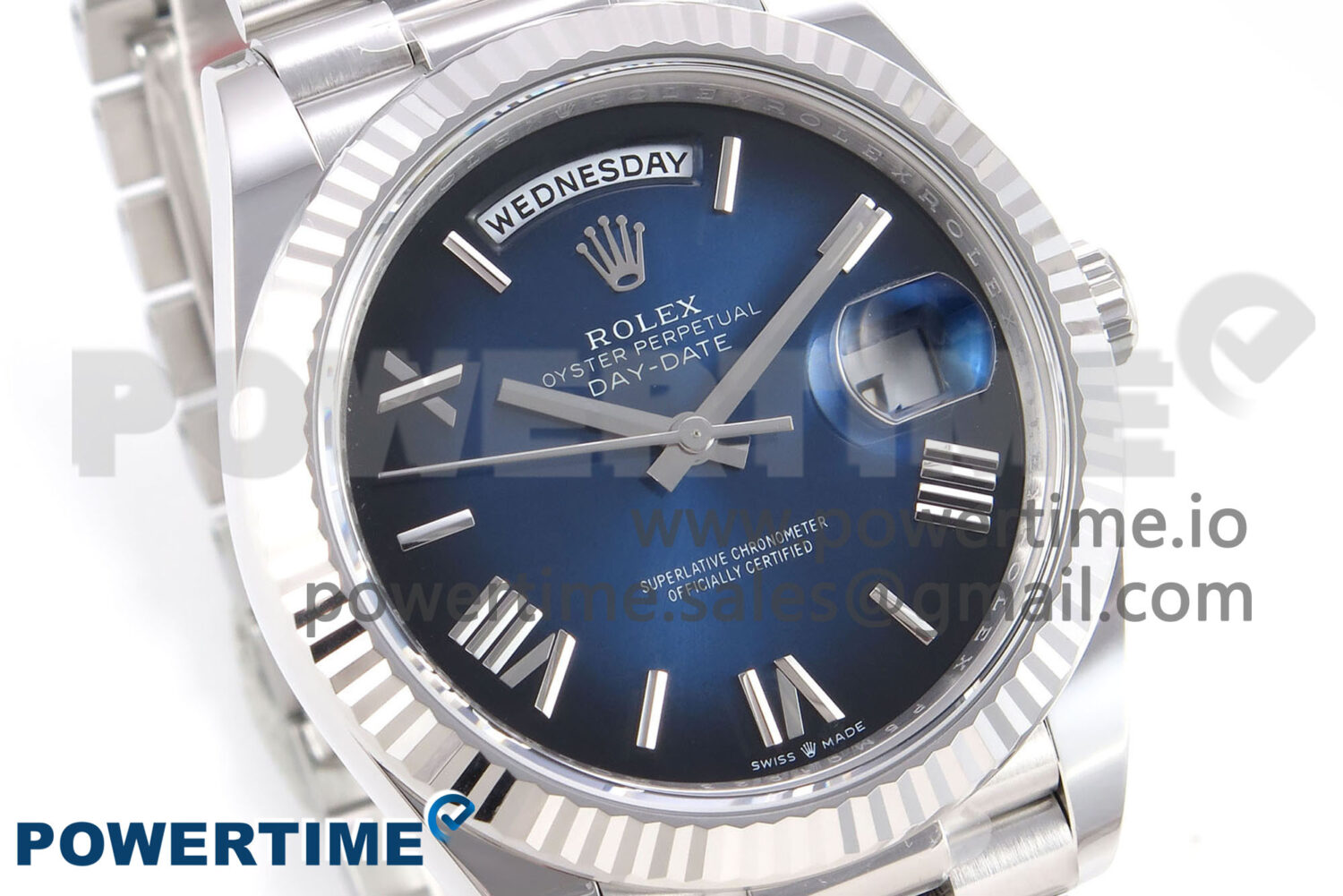 Day Date 40 SS 228239 THBF 1:1 Best Edition Blue Ombre Roman Dial on President Bracelet VR3255 (Gain Weight) - Image 2
