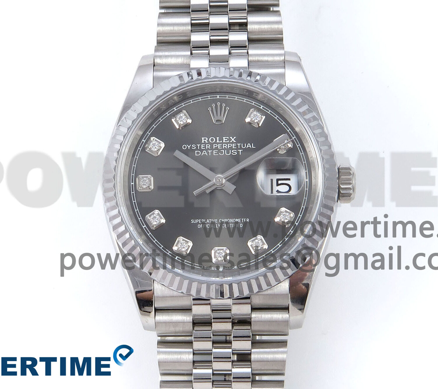 DateJust 36 126234 QF 1:1 Best Edition 904L Steel Gray Diamonds Dial on SS Jubilee Bracelet VR3235