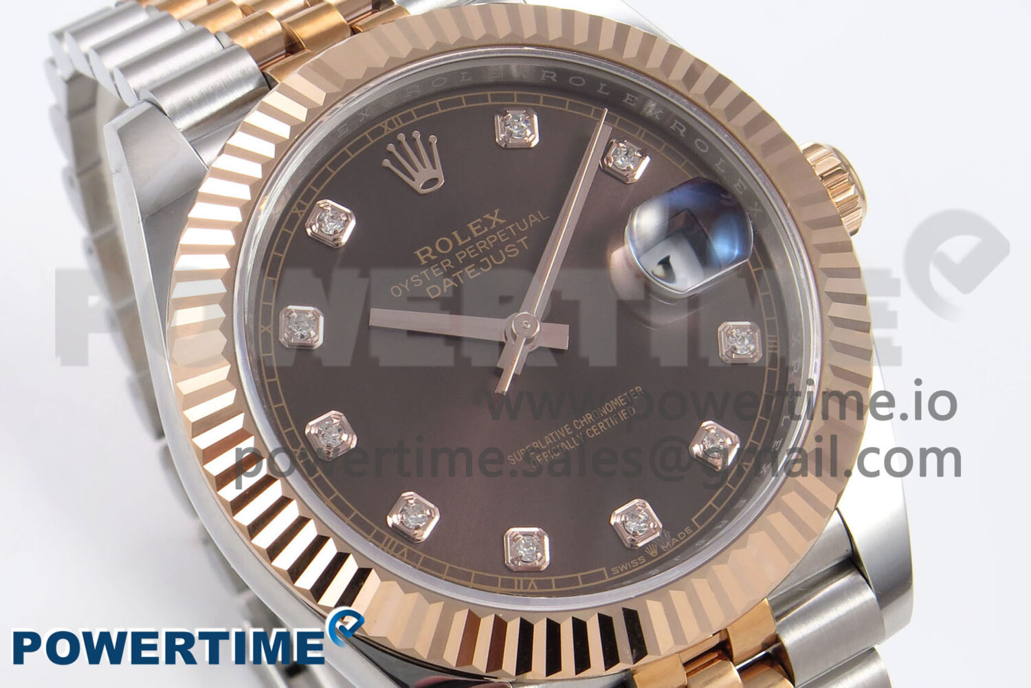 DateJust 41 126331 EWEF 1:1 Best Edition Brown Diamonds Dial on SS/RG Jubilee Bracelet A3235 - Image 2