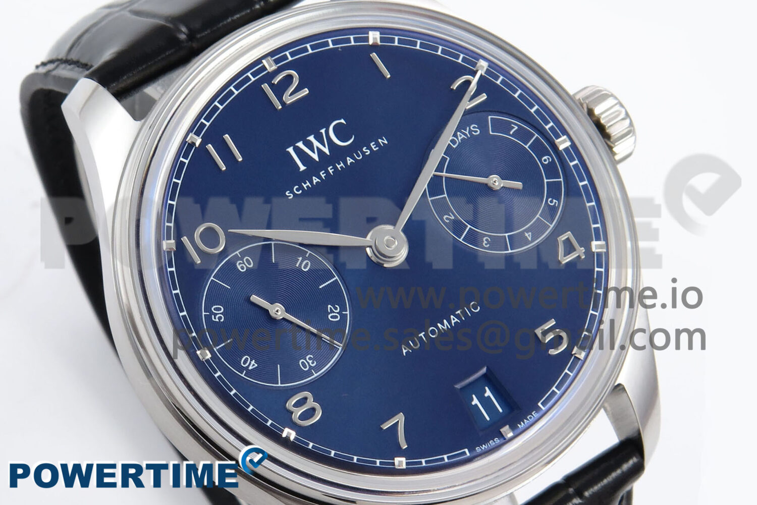 Portugieser Automatic SS IW501704 APSF 1:1 Best Edition Blue Dial on Black Leather Strap A52011 - Image 2