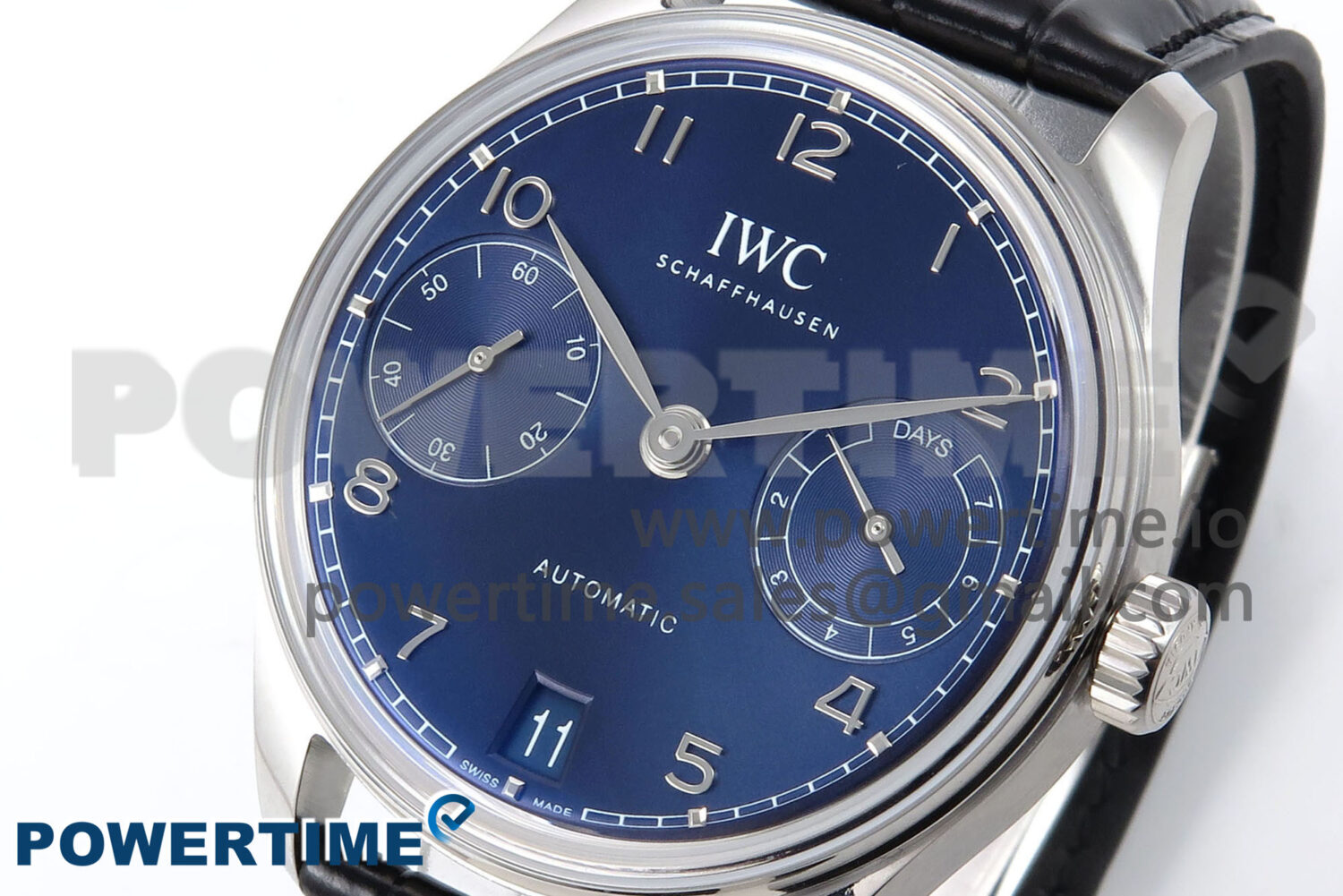 Portugieser Automatic SS IW501704 APSF 1:1 Best Edition Blue Dial on Black Leather Strap A52011 - Image 3