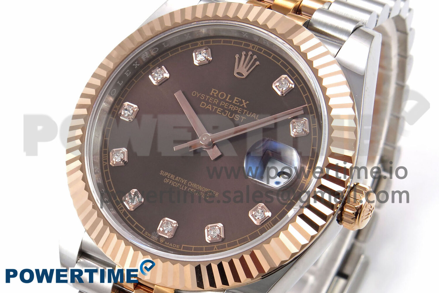 DateJust 41 126331 EWEF 1:1 Best Edition Brown Diamonds Dial on SS/RG Jubilee Bracelet A3235 - Image 3