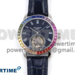 PP Tourbillon SS Rainbow Bezel RMSF Edition Black Starry Dial on Blue Leather Strap