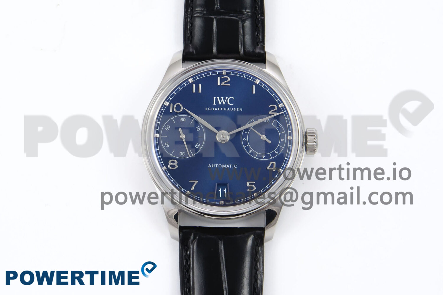Portugieser Automatic SS IW501704 APSF 1:1 Best Edition Blue Dial on Black Leather Strap A52011 - Image 1