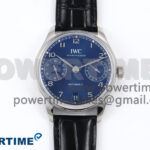 Portugieser Automatic SS IW501704 APSF 1:1 Best Edition Blue Dial on Black Leather Strap A52011