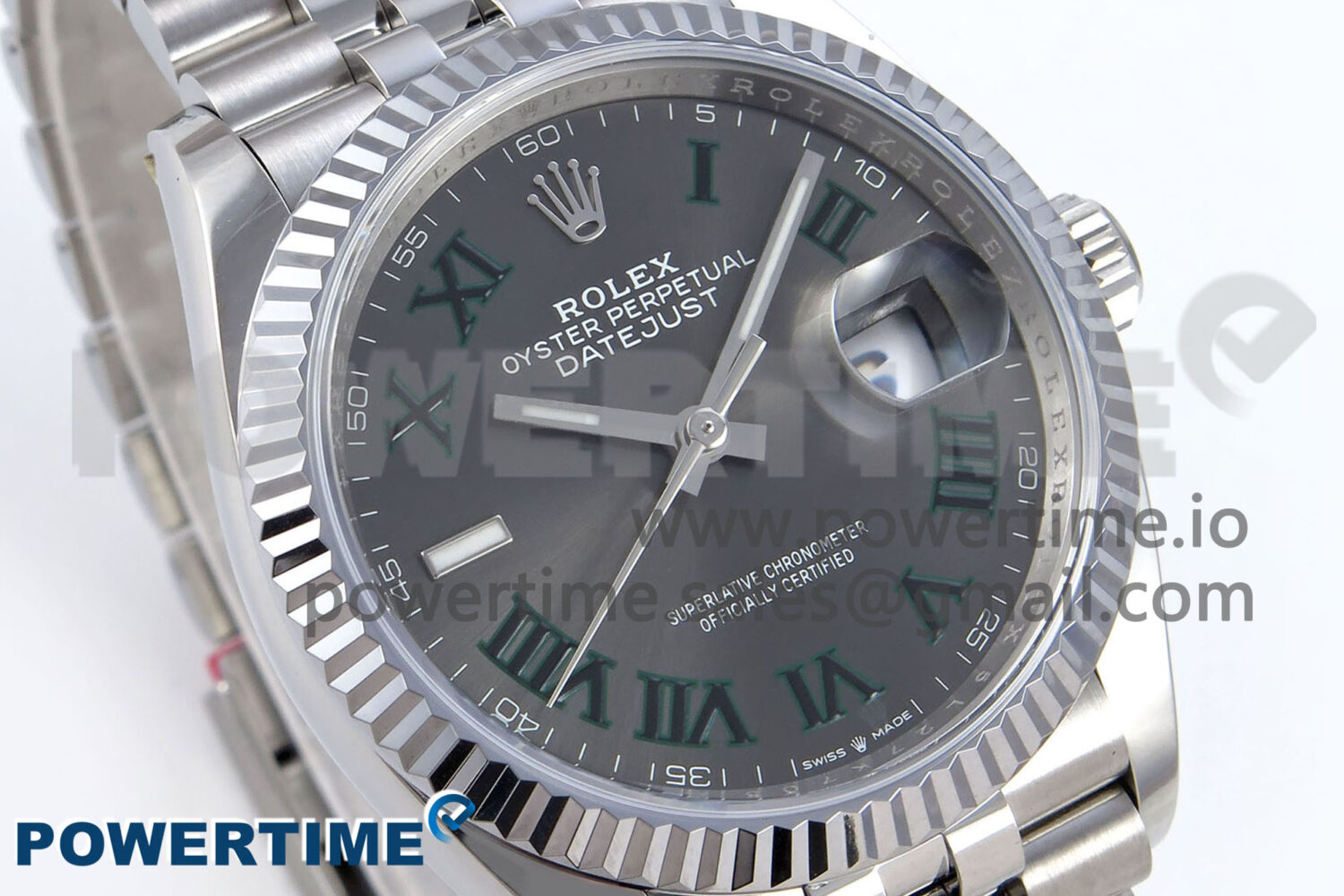 DateJust 36 126234 QF 1:1 Best Edition 904L Steel Gray Dial Green Roman Marker on SS Jubilee Bracelet VR3235 - Image 2