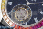 PP Tourbillon SS Rainbow Bezel RMSF Edition Black Starry Dial on Blue Leather Strap - Image 5