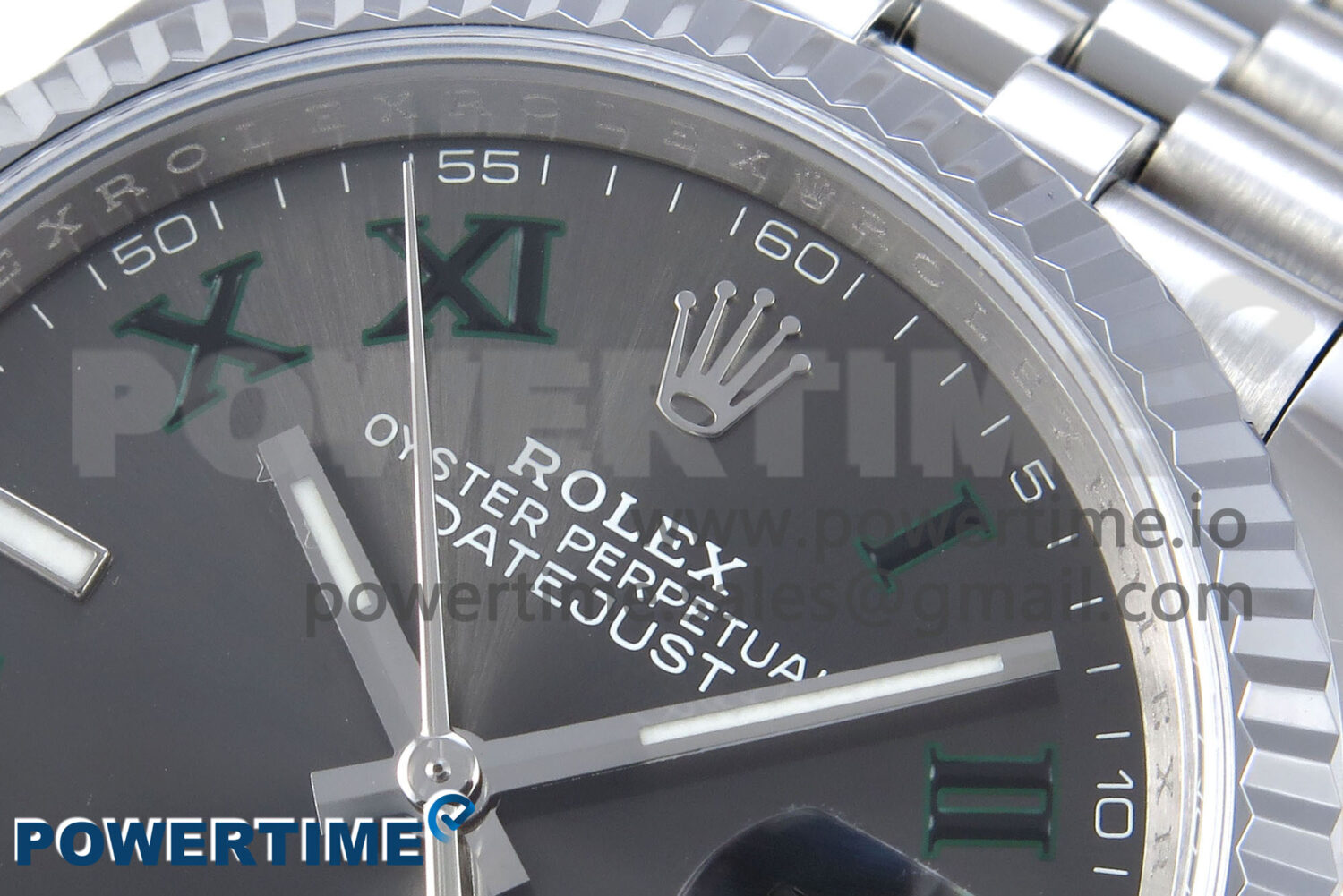 DateJust 36 126234 QF 1:1 Best Edition 904L Steel Gray Dial Green Roman Marker on SS Jubilee Bracelet VR3235 - Image 4