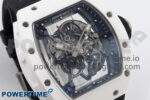 RM055 White Ceramic T+F 1:1 Best Edition Black Skeleton Dial on Black Rubber Strap RMUL2 Super Clone - Image 2