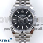 DateJust 41 126334 QF 1:1 Best Edition 904L Steel Black Stick Dial on SS Jubilee Bracelet VR3235