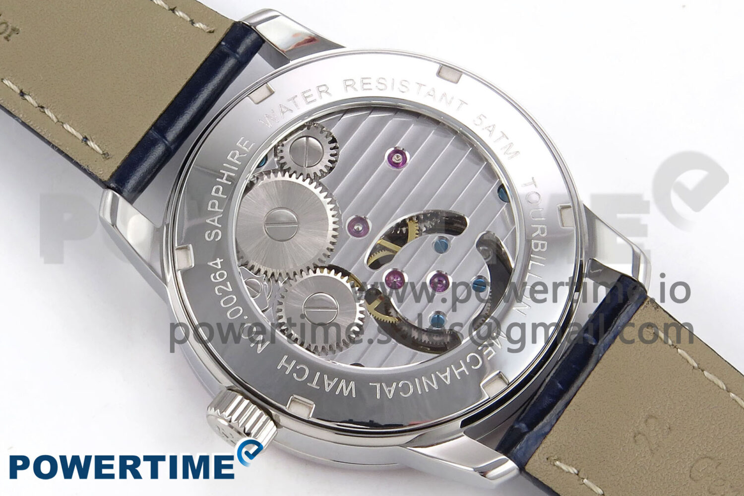 PP Tourbillon SS Rainbow Bezel RMSF Edition Black Starry Dial on Blue Leather Strap - Image 8