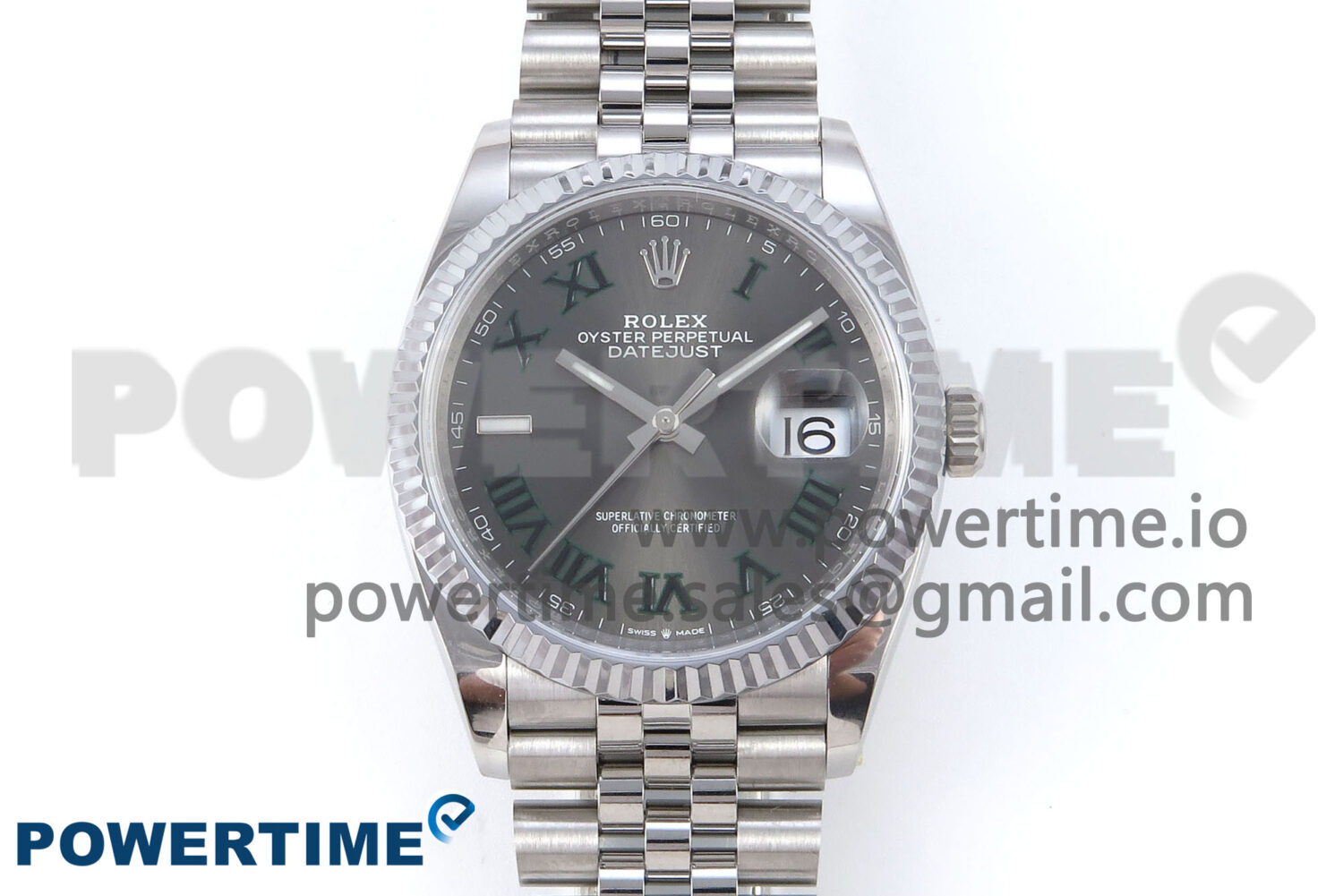 DateJust 36 126234 QF 1:1 Best Edition 904L Steel Gray Dial Green Roman Marker on SS Jubilee Bracelet VR3235 - Image 1