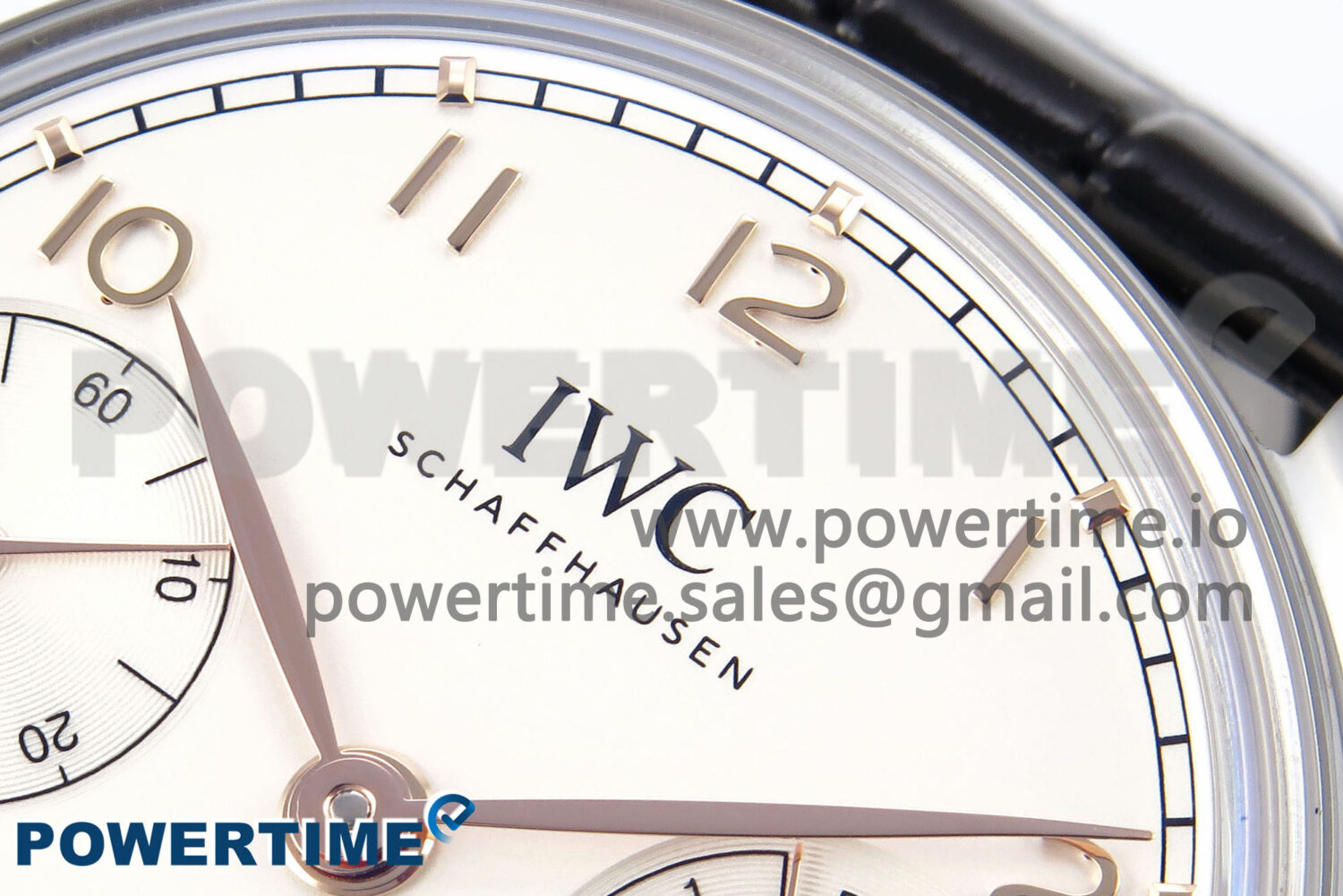 Portugieser Automatic 42mm SS APSF 1:1 Best Edition White/RG Dial on Black Leather Strap A52011 - Image 4