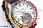 PP Tourbillon RG Rainbow Bezel RMSF Edition White Dial on Brown Leather Strap - Image 2