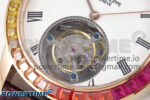 PP Tourbillon RG Rainbow Bezel RMSF Edition White Dial on Brown Leather Strap - Image 5