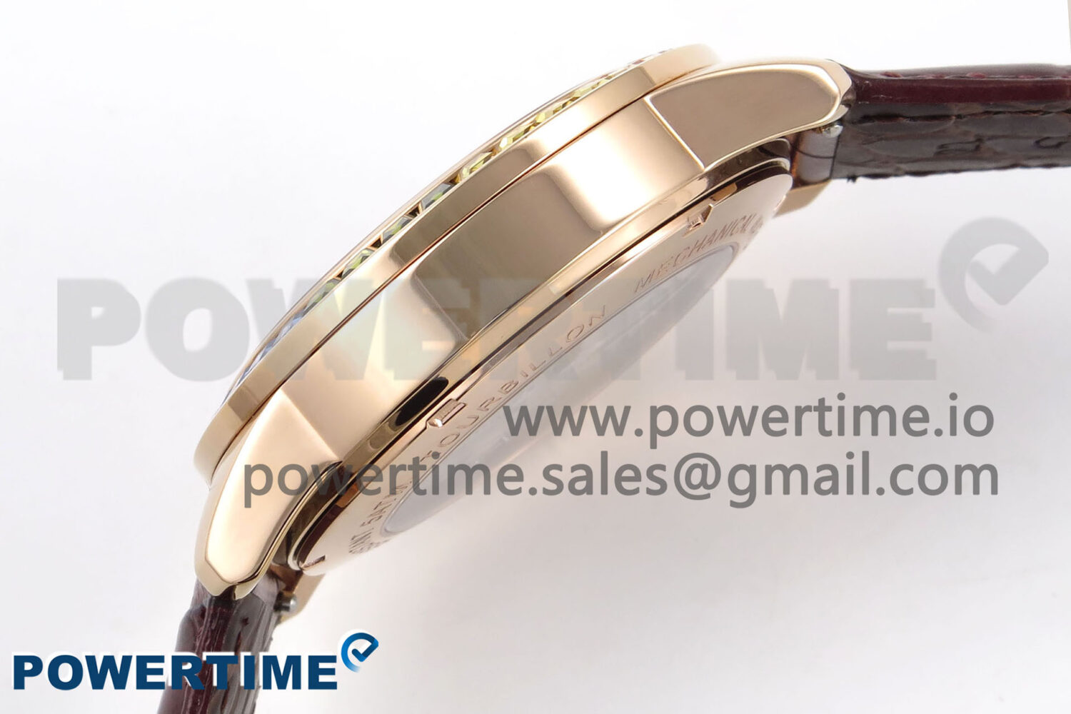 PP Tourbillon RG Rainbow Bezel RMSF Edition White Dial on Brown Leather Strap - Image 6