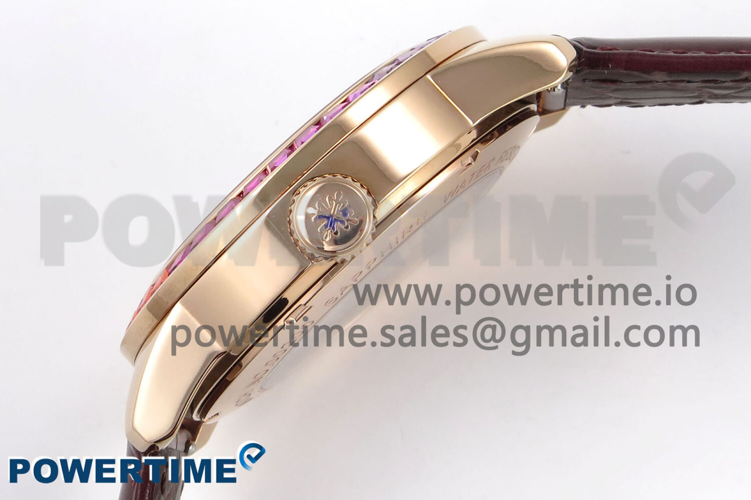PP Tourbillon RG Rainbow Bezel RMSF Edition White Dial on Brown Leather Strap - Image 7