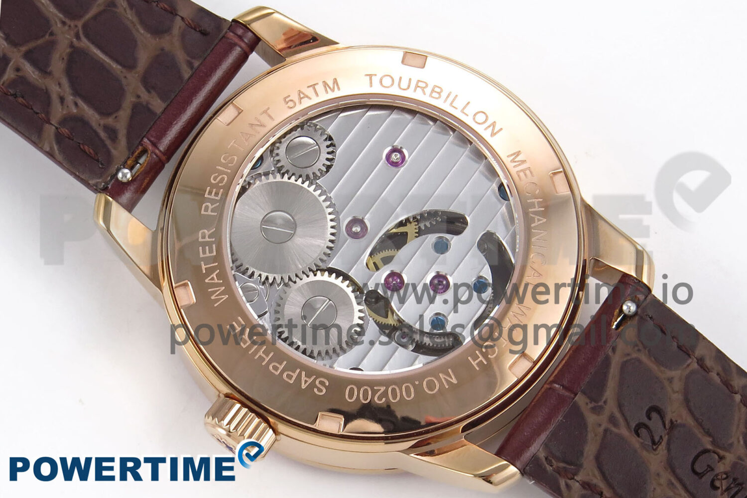 PP Tourbillon RG Rainbow Bezel RMSF Edition White Dial on Brown Leather Strap - Image 8