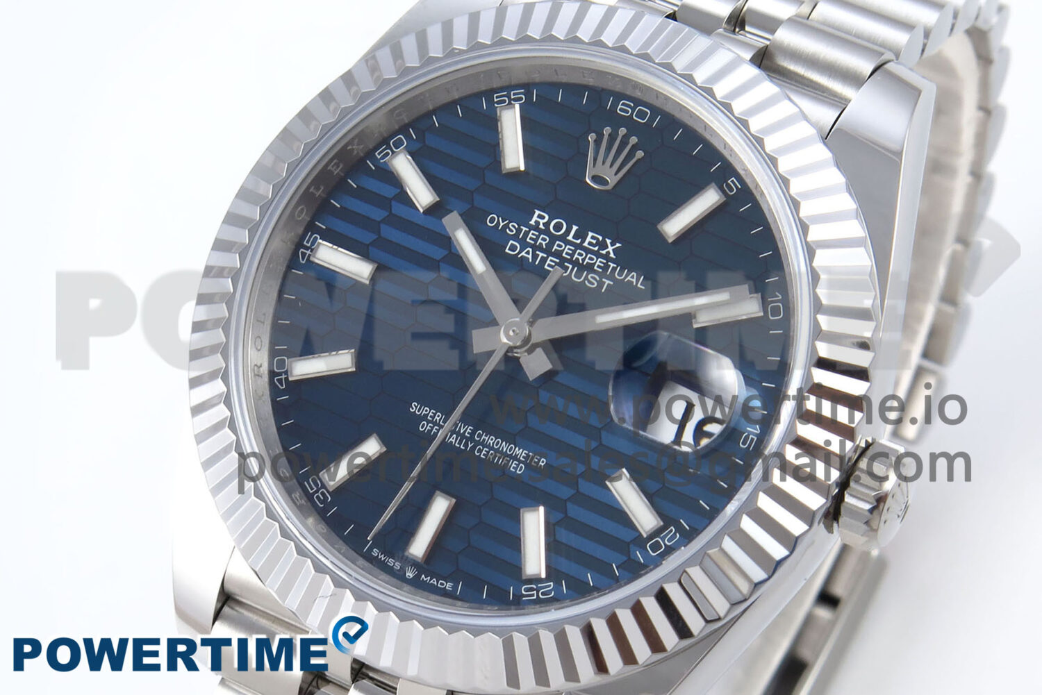 DateJust 41 126334 QF 1:1 Best Edition 904L Steel Blue Textured Stick Dial on SS Jubilee Bracelet VR3235 - Image 3