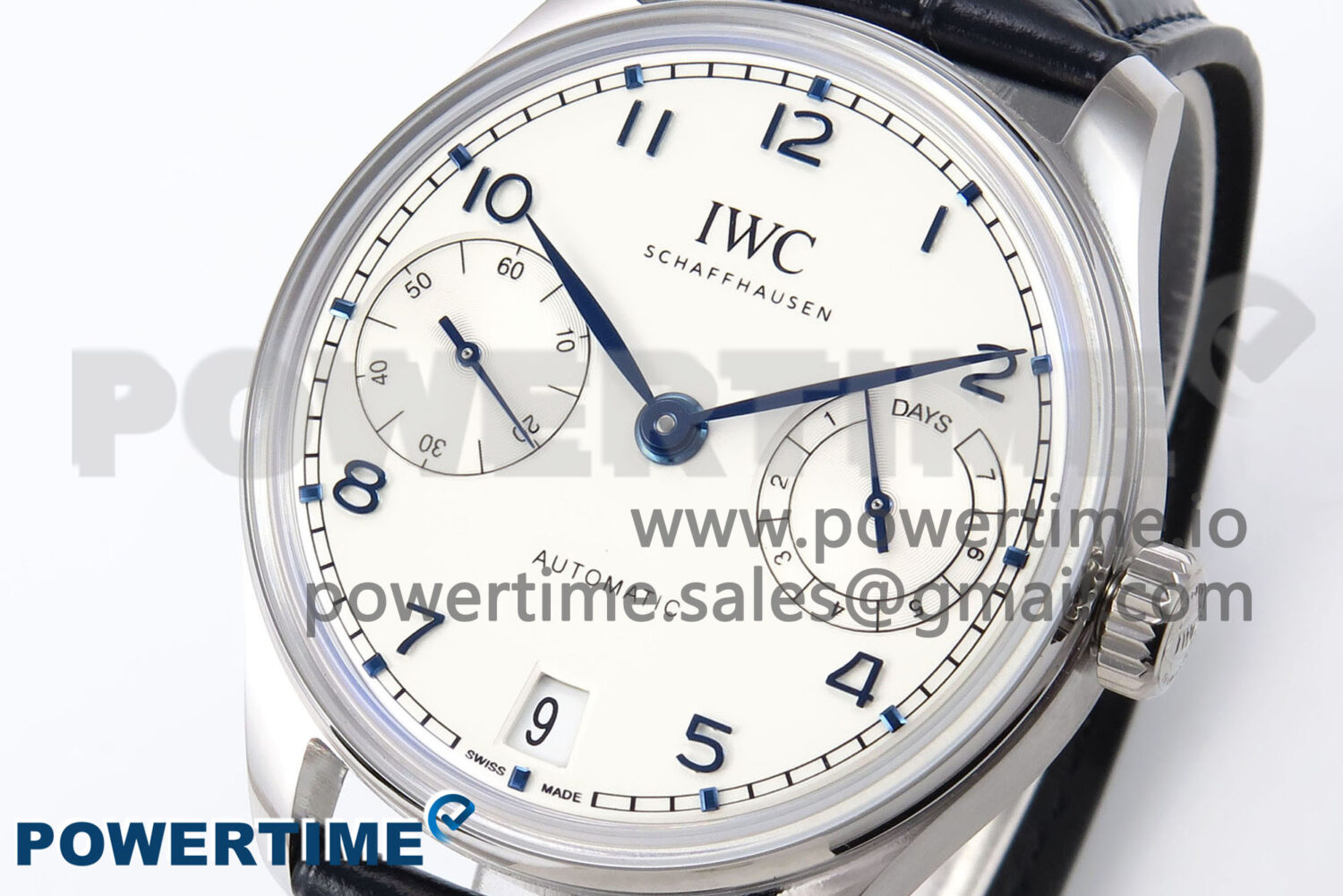 Portugieser Automatic 42mm SS APSF 1:1 Best Edition White Dial Blue Marker on Blue Leather Strap A52010 - Image 3