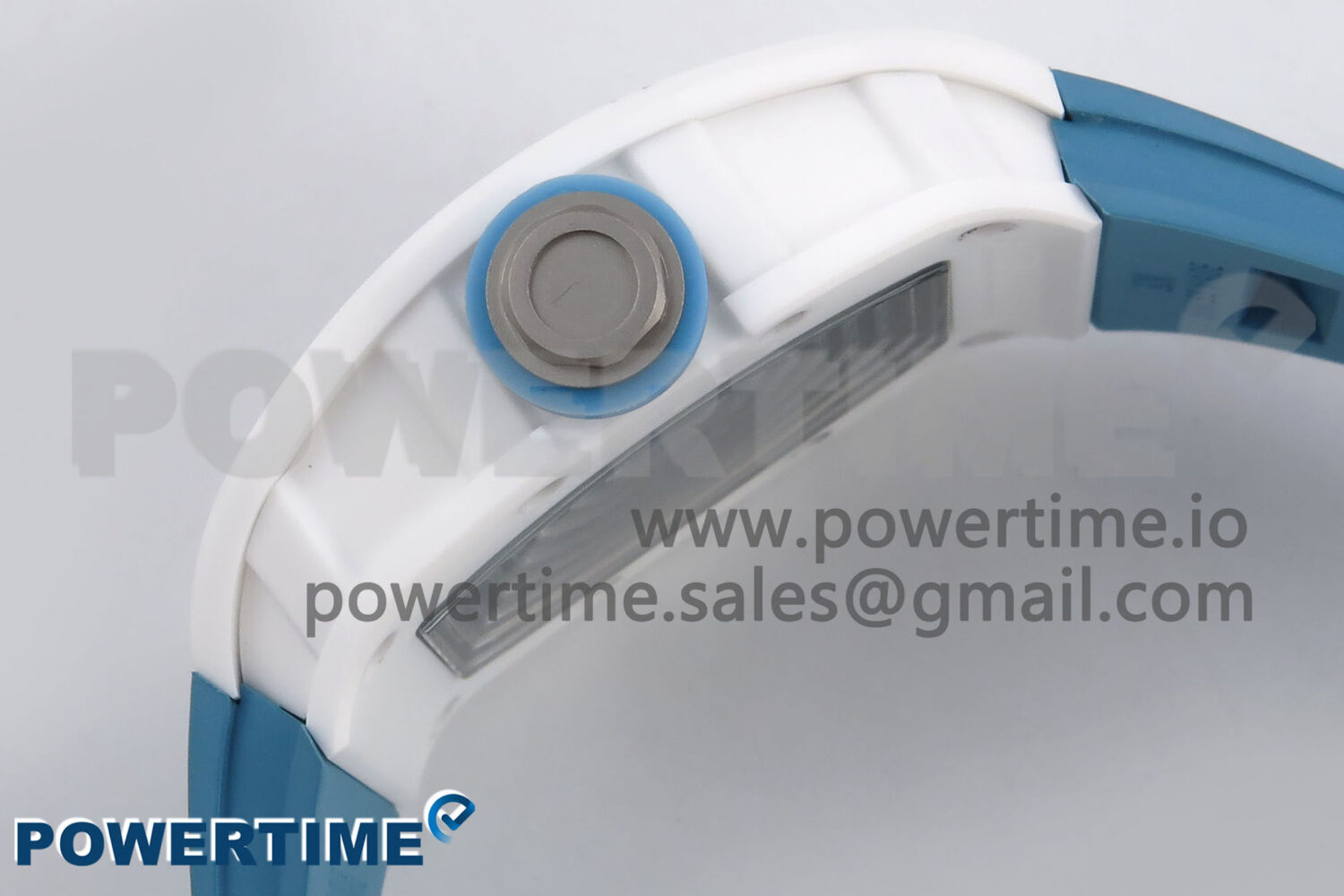 RM055 White Ceramic T+F 1:1 Best Edition Blue Skeleton Dial on Blue Rubber Strap RMUL2 Super Clone - Image 6