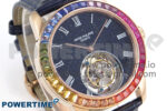 PP Tourbillon RG Rainbow Bezel RMSF Edition Black Starry Dial on Blue Leather Strap - Image 2