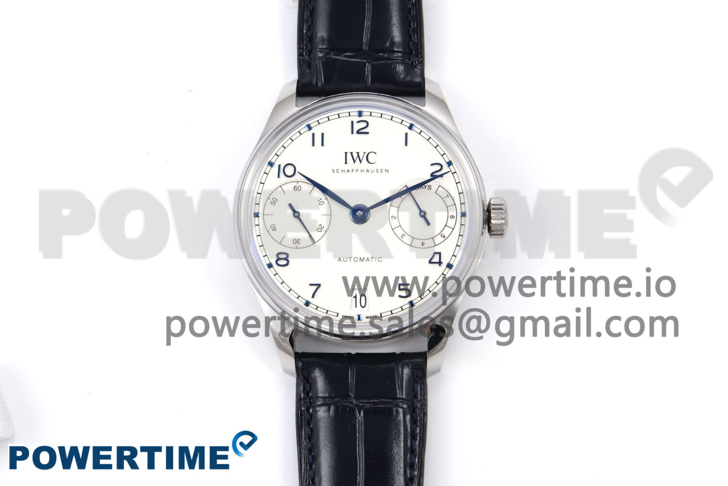 Portugieser Automatic 42mm SS APSF 1:1 Best Edition White Dial Blue Marker on Blue Leather Strap A52010 - Image 1