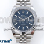DateJust 41 126334 QF 1:1 Best Edition 904L Steel Blue Textured Stick Dial on SS Jubilee Bracelet VR3235