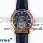 PP Tourbillon RG Rainbow Bezel RMSF Edition Black Starry Dial on Blue Leather Strap