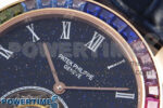 PP Tourbillon RG Rainbow Bezel RMSF Edition Black Starry Dial on Blue Leather Strap - Image 4