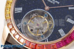 PP Tourbillon RG Rainbow Bezel RMSF Edition Black Starry Dial on Blue Leather Strap - Image 5