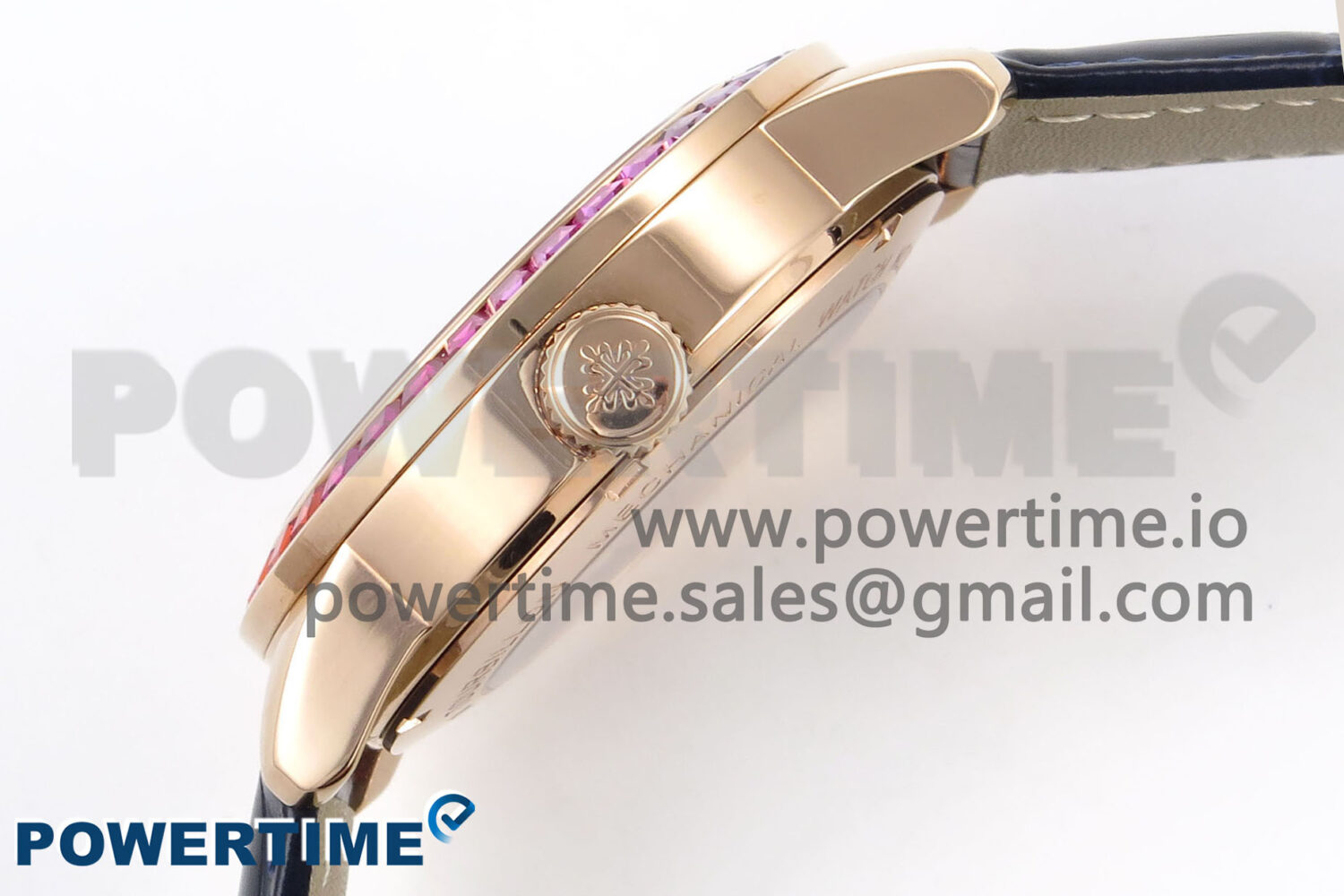 PP Tourbillon RG Rainbow Bezel RMSF Edition Black Starry Dial on Blue Leather Strap - Image 7