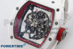 RM055 White Ceramic T+F 1:1 Best Edition Red Skeleton Dial on White Rubber Strap RMUL2 Super Clone - Image 2