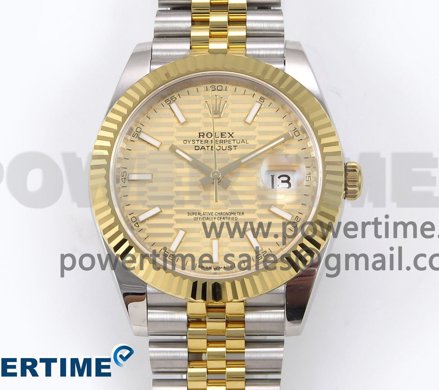 DateJust 41 126333 EWEF 1:1 Best Edition YG Texuted Dial on SS/YG Jubilee Bracelet A3235