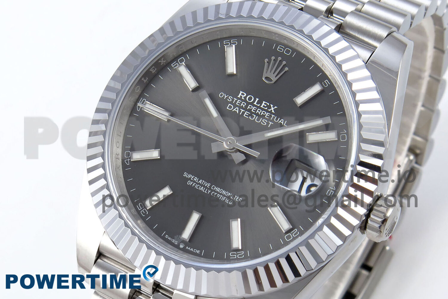 DateJust 41 126334 QF 1:1 Best Edition 904L Steel Gray Stick Dial on SS Jubilee Bracelet VR3235 - Image 3