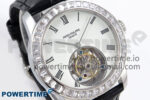 PP Tourbillon SS Diamonds Bezel RMSF Edition White Dial on Black Leather Strap - Image 2