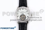 PP Tourbillon SS Diamonds Bezel RMSF Edition White Dial on Black Leather Strap